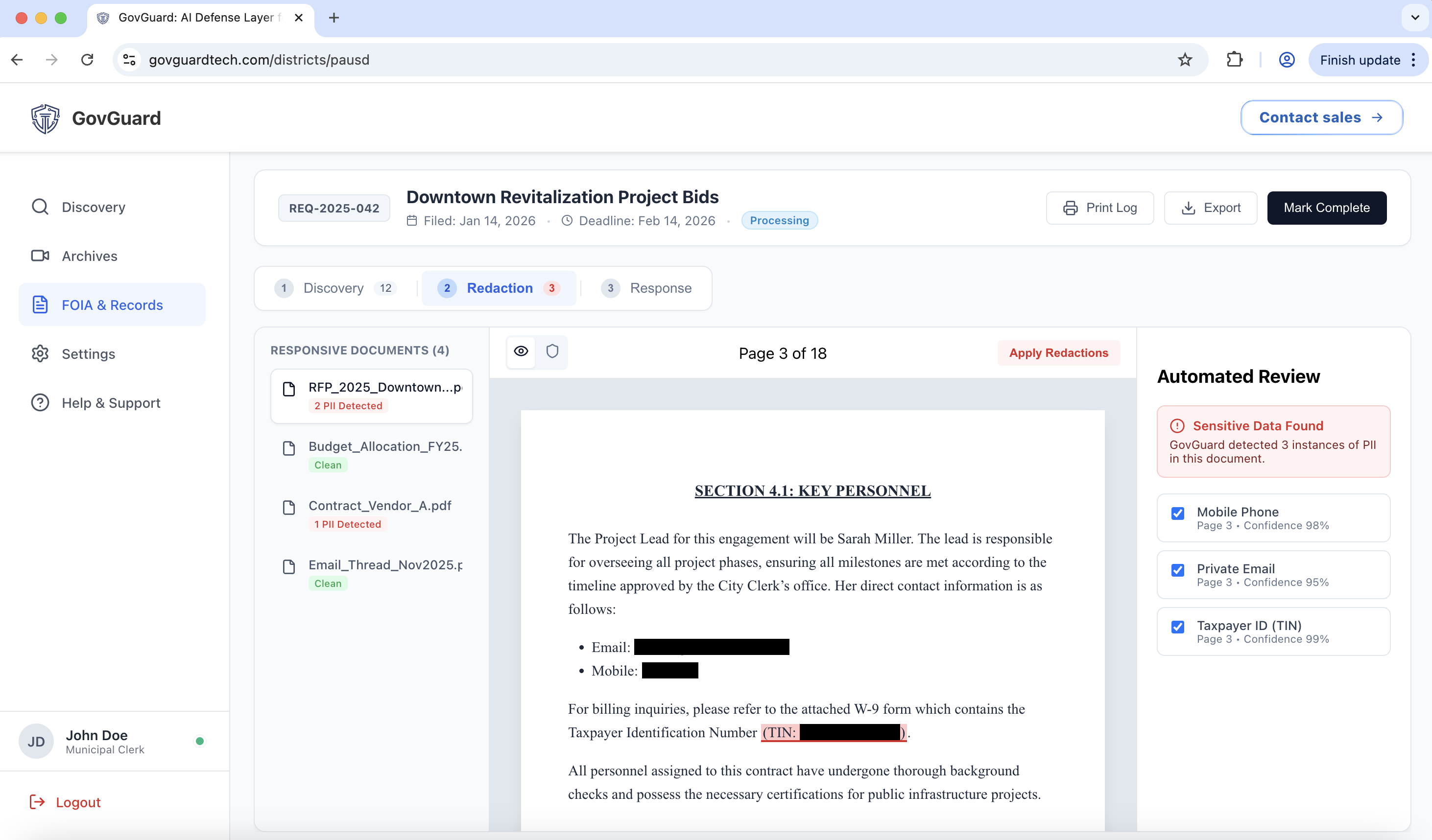 GovGuard dashboard preview